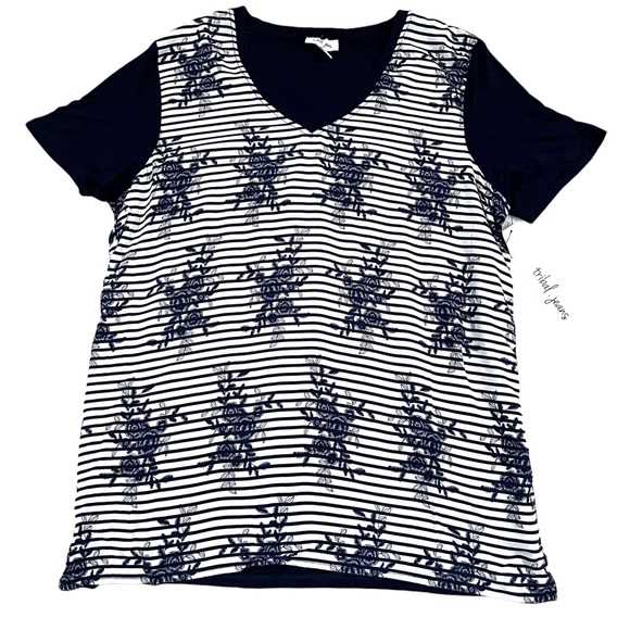 Tribal Jeans Sz Medium Nautical Woven Front Printed Challis Short Sleeve… - Picture 3 of 8